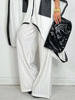 Pantalon ample rayé à jambes larges