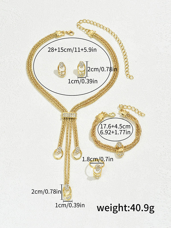 Parure bracelet, collier et bague géométrique