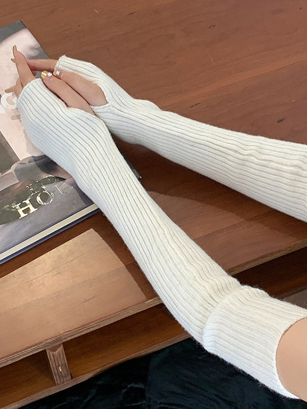 Tricot de laine décontracté, garde au chaud, accessoires chauffe-bras de couleur unie