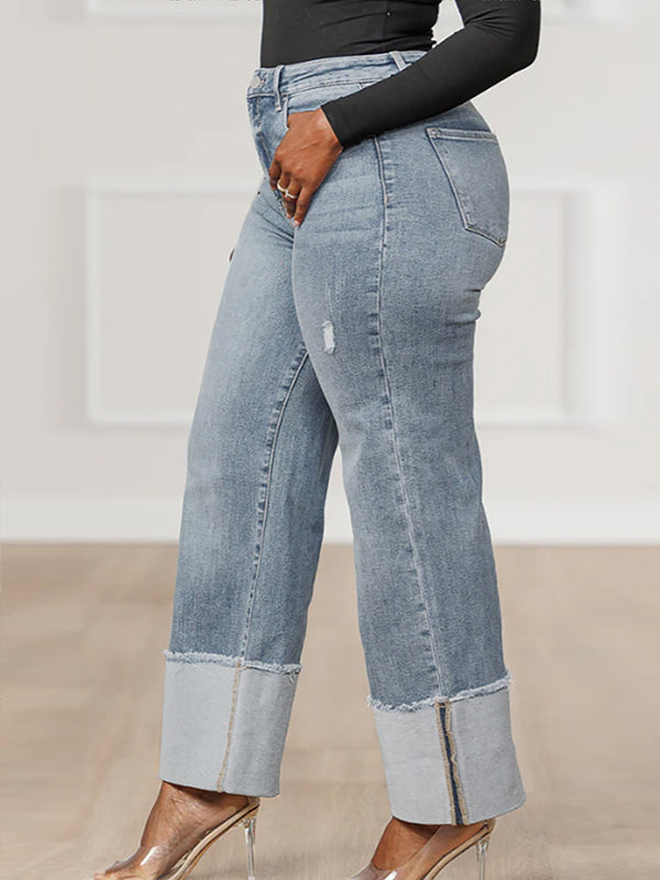 Jean taille haute, à empiècements