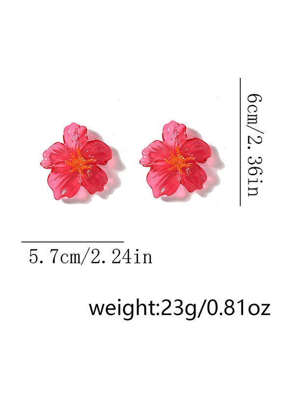 Accessoires de boucles d'oreilles légèrement transparentes en forme de fleur