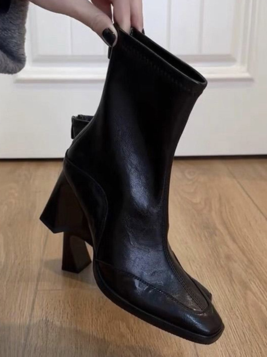 Bottes à empiècements, à bout carré, à fermeture éclair