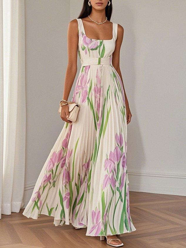 Sophie™ | Robe maxi plissée luxueuse avec imprimé floral