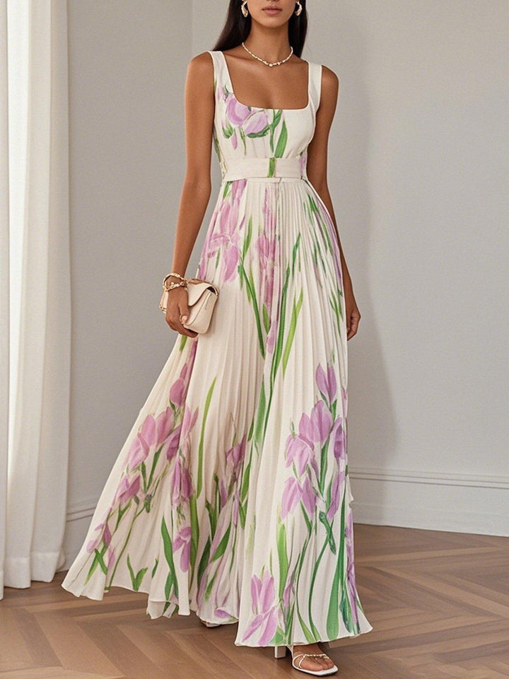 Sophie™ | Robe maxi plissée luxueuse avec imprimé floral