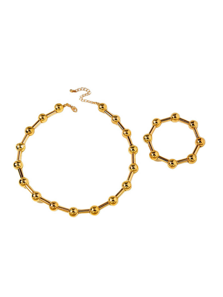Parure collier et boucles d'oreilles géométrique couleur unie