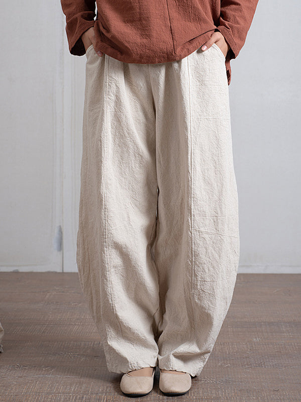 Pantalon simple taille haute, à jambes larges, couleur unie