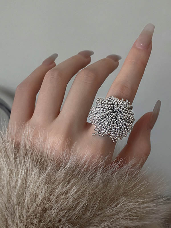 Bague géométrique à pompons