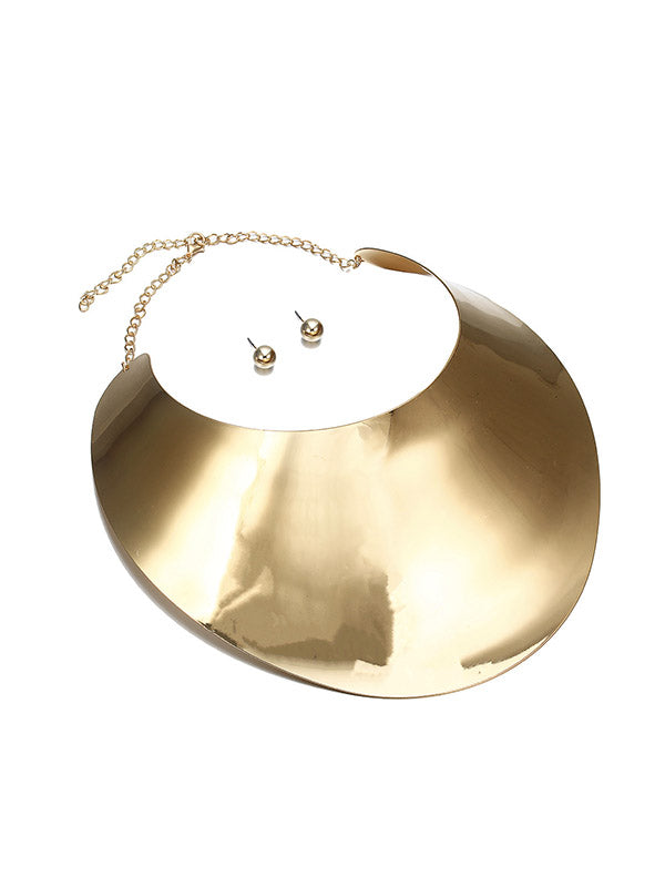 Ensemble trois pièces géométrique – collier + boucles d'oreilles + bracelet