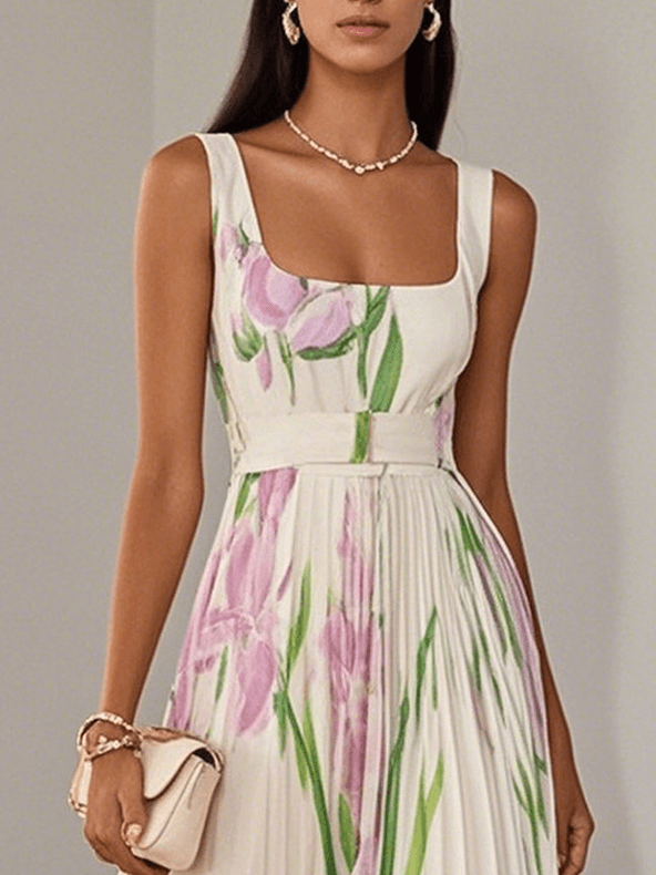 Sophie™ | Robe maxi plissée luxueuse avec imprimé floral