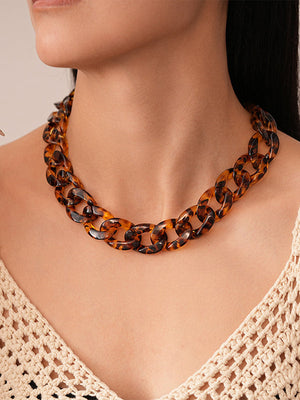 Collier à chaîne, à imprimé léopard