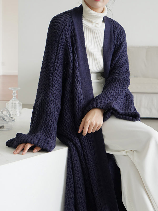 Cardigan en tricot à fil épais, ample, surdimensionné, couleur unie, urbain, manteaux