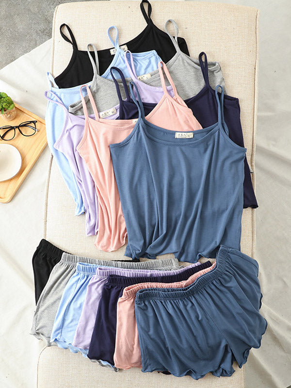 Gilet en modal 9 couleurs – Pyjama deux pièces sexy ample horts