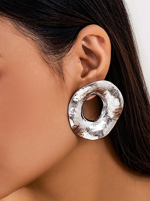 Boucles d'oreilles pendantes géométriques ajourées couleur unie