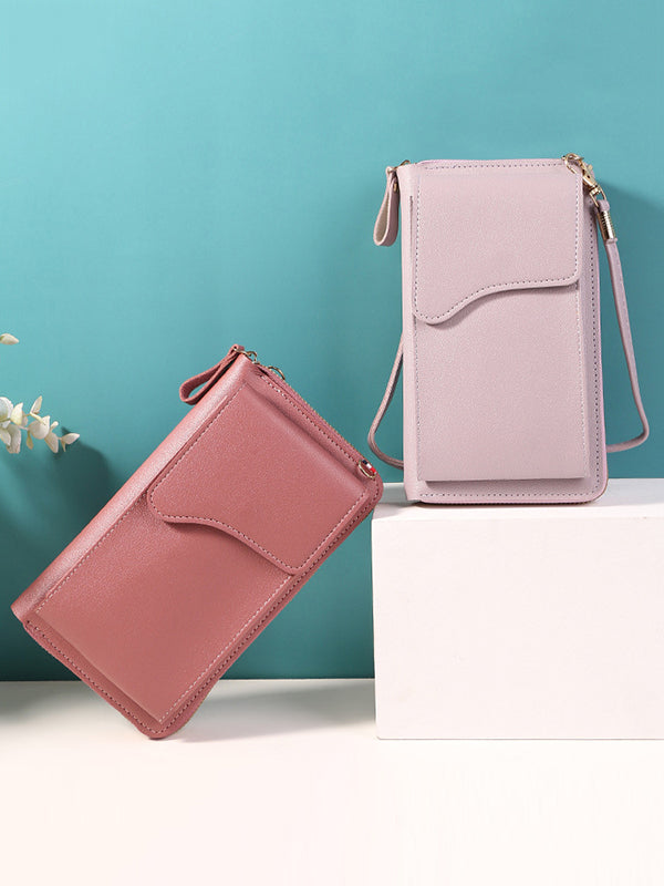Sac à bandoulière simple en PU de couleur unie