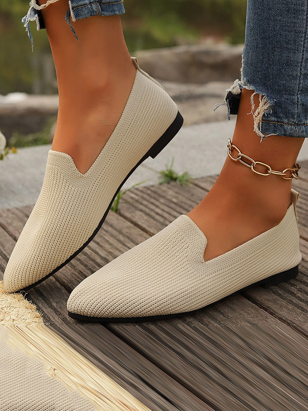 Chaussures plates à bout pointu, à découpe basse, à empiècements