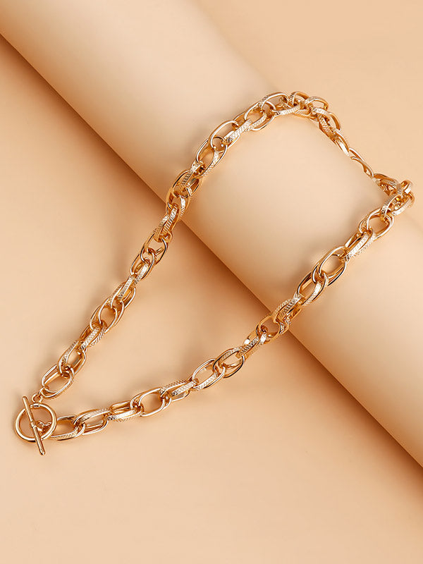 Collier ajouré délicat à chaîne, couleur unie
