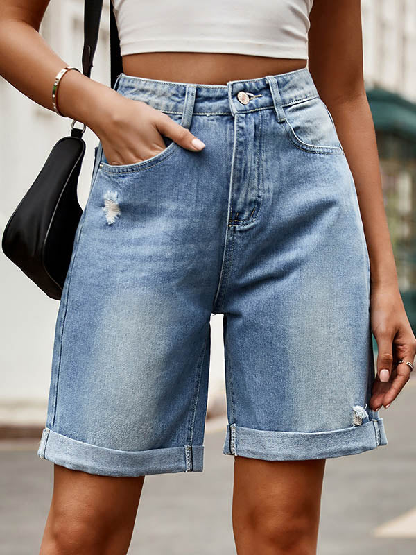 Short ample boutonné taille haute, à poches