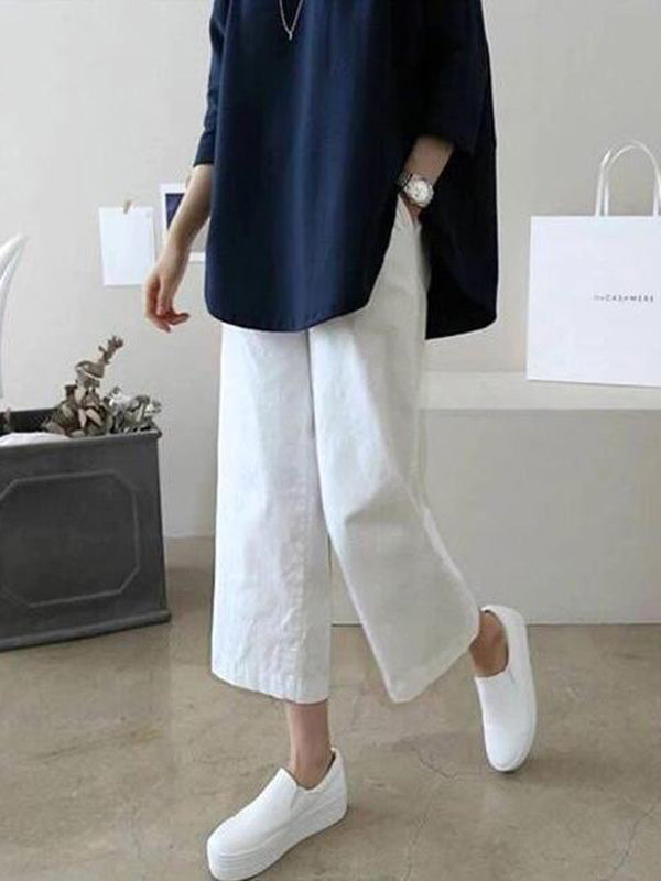 Pantalon ample décontracté à jambes larges de grande taille, ligne 5 couleurs