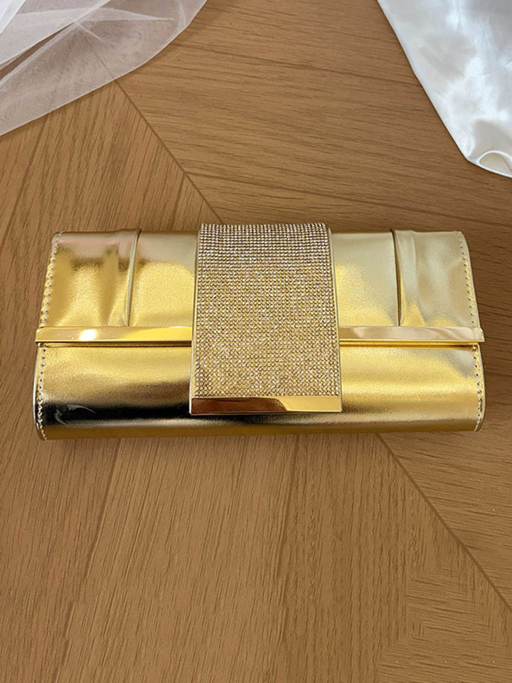 Sac à main géométrique à strass, à chaîne, couleur unie