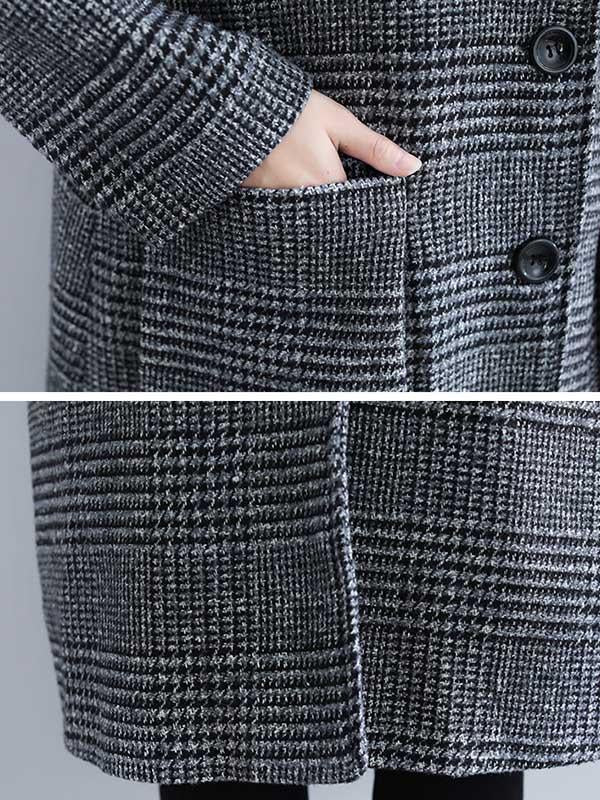 Manteau ample à capuche en laine à carreaux