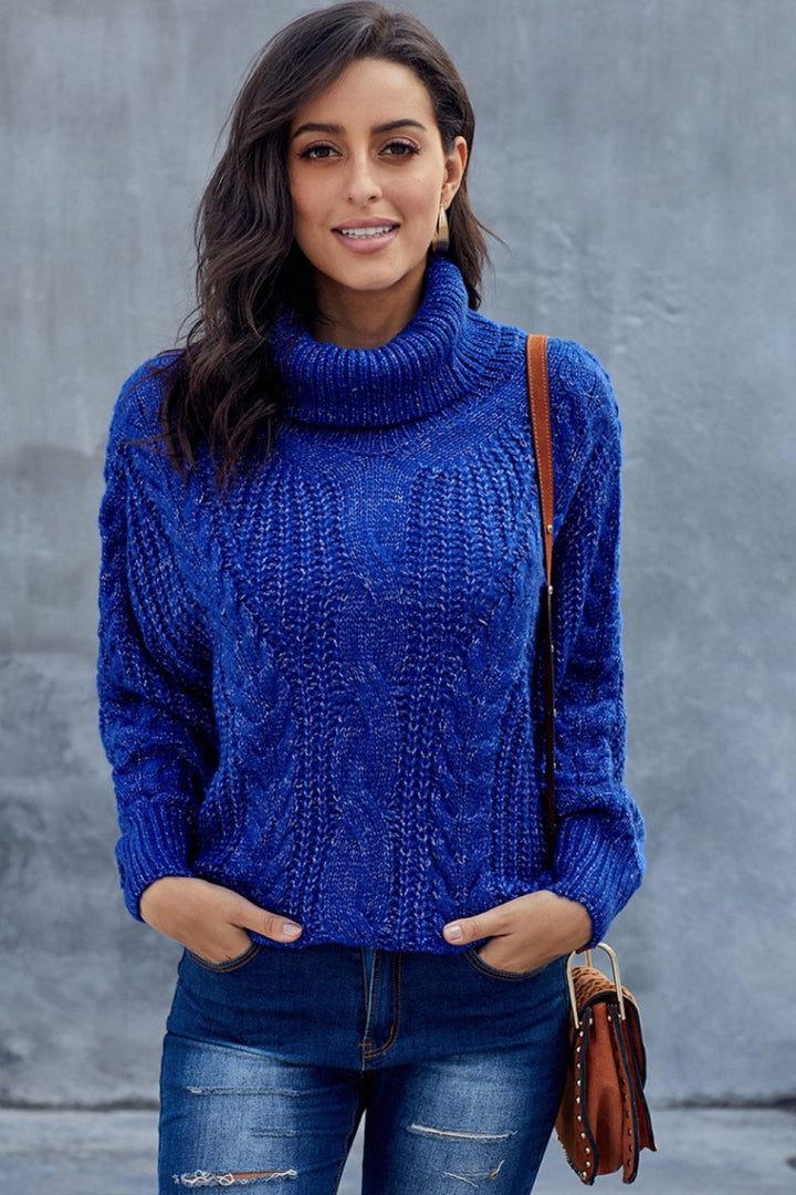 Pull à motif torsadé pour femmes | Col roulé