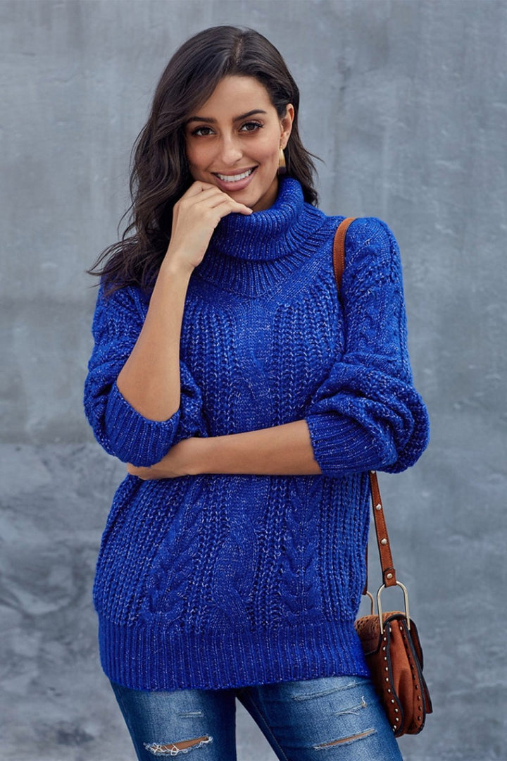 Pull à motif torsadé pour femmes | Col roulé
