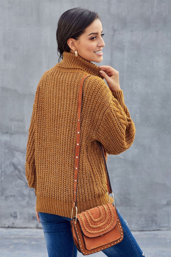 Pull à motif torsadé pour femmes | Col roulé