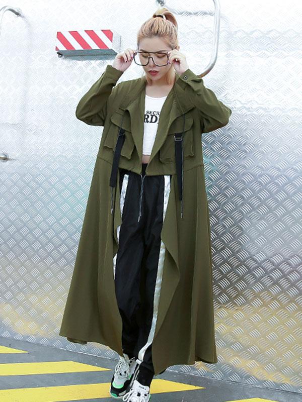 Trench-coat uni ample et léger