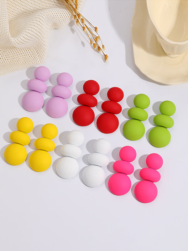 Boucles d'oreilles perlées géométriques couleur unie