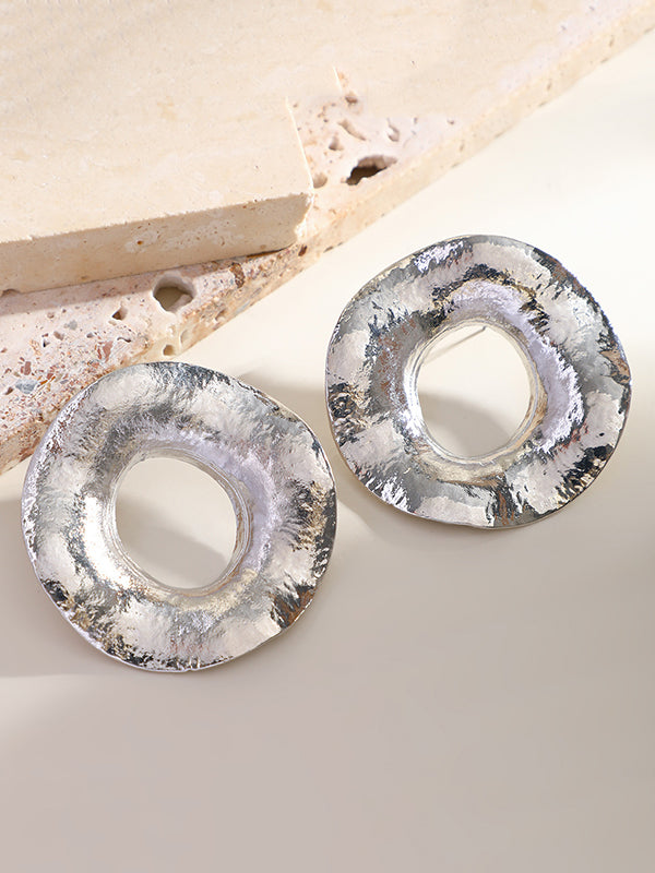 Boucles d'oreilles pendantes géométriques ajourées couleur unie