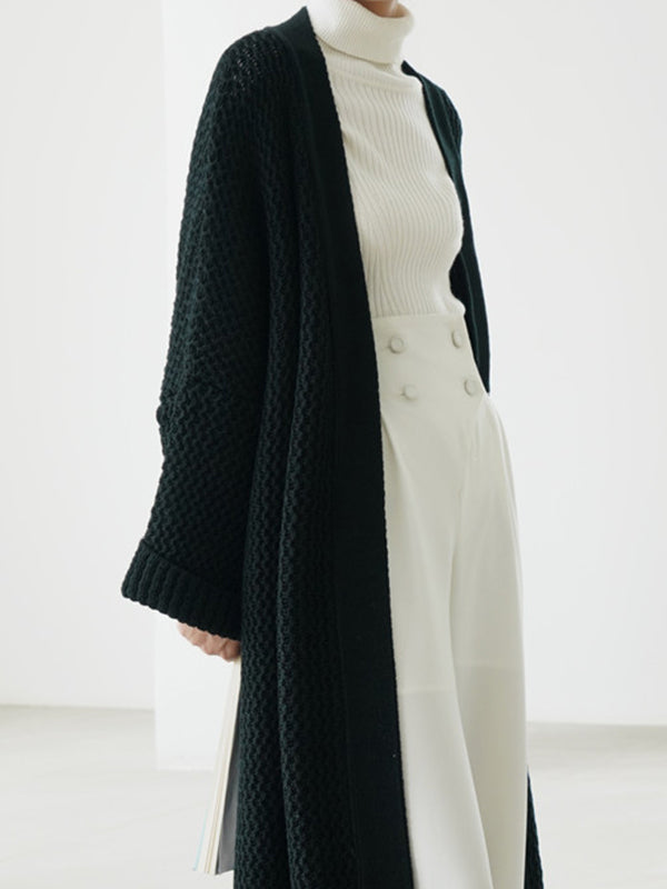 Cardigan en tricot à fil épais, ample, surdimensionné, couleur unie, urbain, manteaux