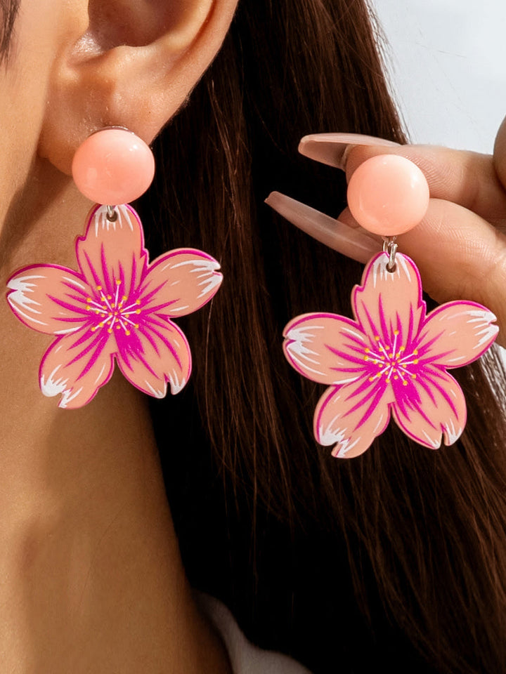 Boucles d'oreilles pendantes en forme de fleur