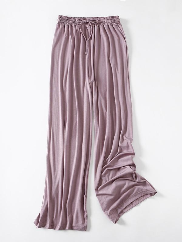 Pantalon confortable ample à cordon de serrage, couleur unie