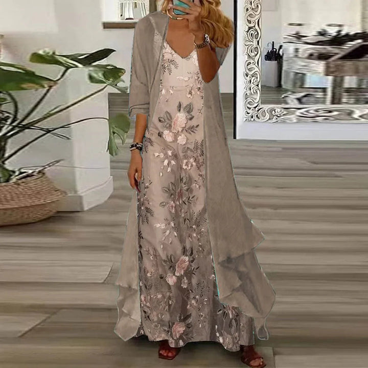 Sabrina - Robe maxi en chiffon à fleurs avec des détails élégants