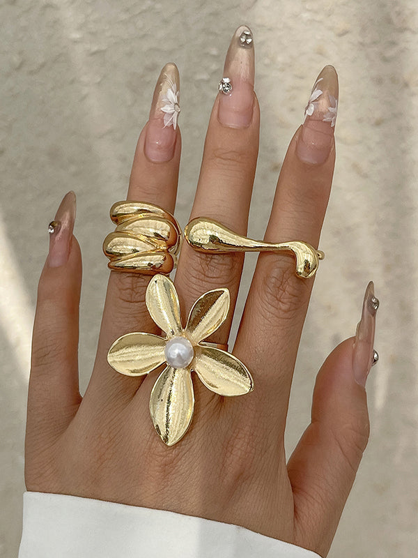Bague géométrique brillante couleur unie
