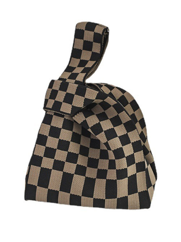 Accessoires de sacs à carreaux de couleur contrastée tissés décontractés