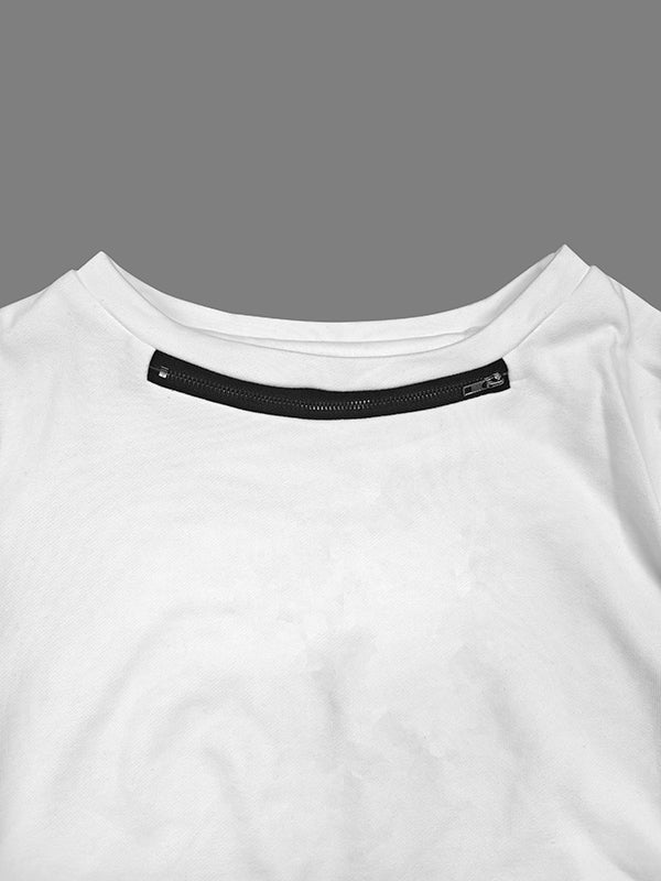 T-shirts à manches longues, couleur contrastée, cordon de serrage et fermeture éclair – Ensemble de deux fourmis