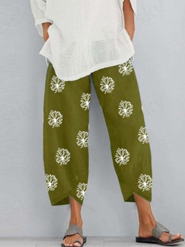Pantalon ample à imprimé floral, à poches, à empiècements