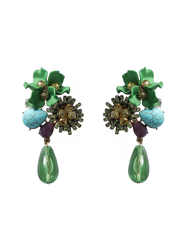 Boucles d'oreilles géométriques en forme de fleur, en forme de goutte
