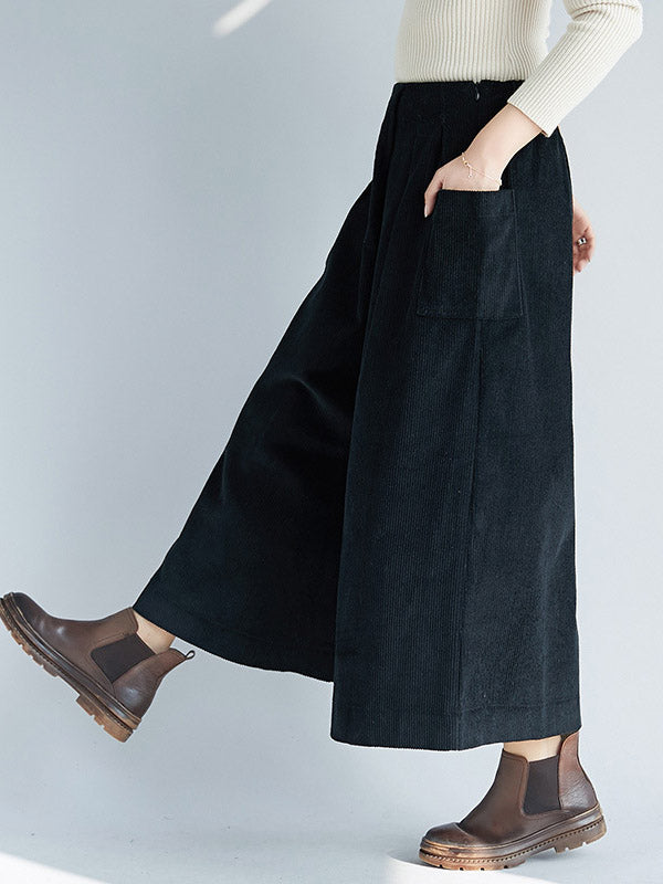 Pantalon large en velours côtelé à fermeture éclair vintage super ample