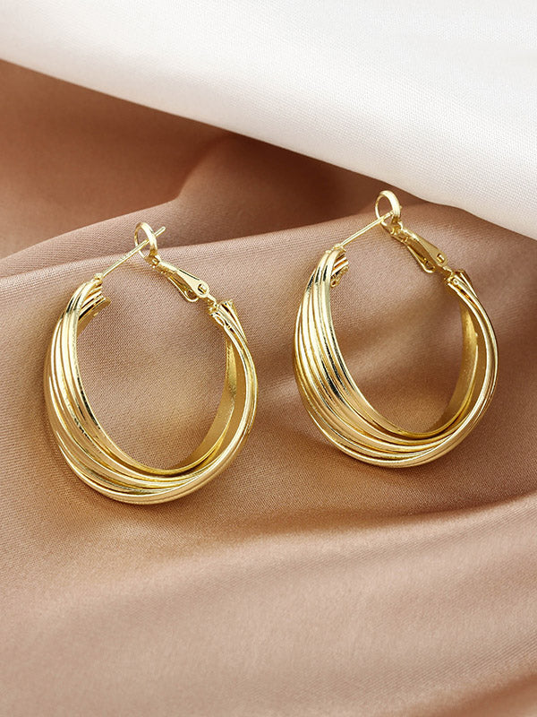 Boucle d'oreille originale hip-hop dorée simple et élégante