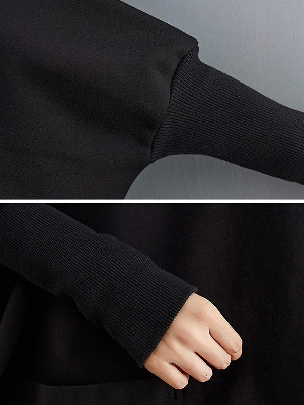 Sweat-shirt urbain à col haut, à ourlet plongeant, couleur unie