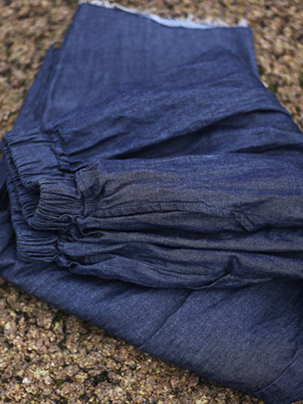 Pantalon en jean à jambes larges de couleur denim ample vintage