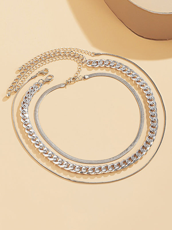 Collier ajouré délicat à chaîne, couleur unie