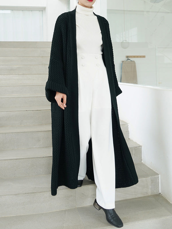 Cardigan en tricot à fil épais, ample, surdimensionné, couleur unie, urbain, manteaux