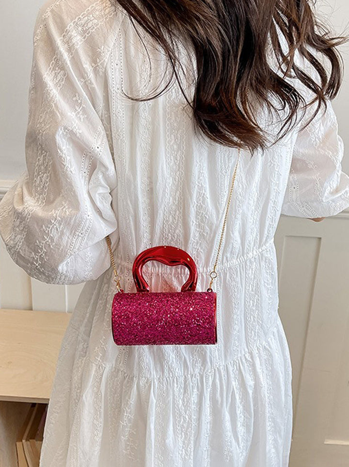 Sac à main bandoulière brillant géométrique à chaîne