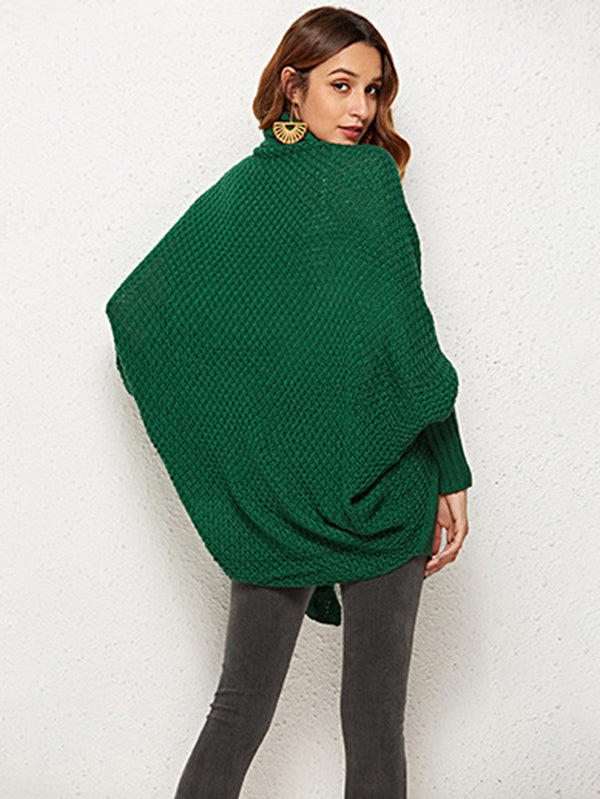 Cardigan décontracté ample à manches chauve-souris, couleur unie