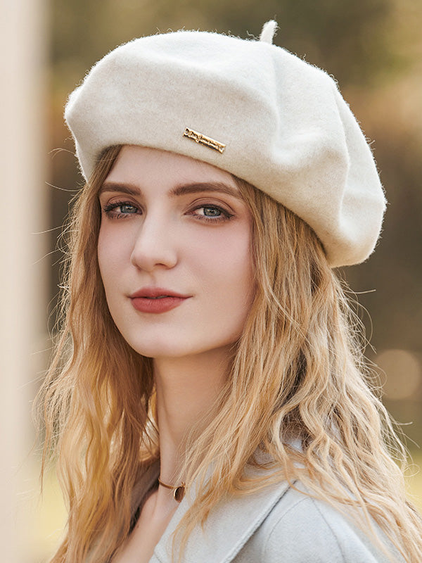 Béret rétro artistique, couleur unie