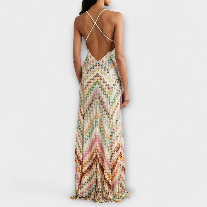 Remi - Missoni Robe Maxi à Motif Chevron Multicolore