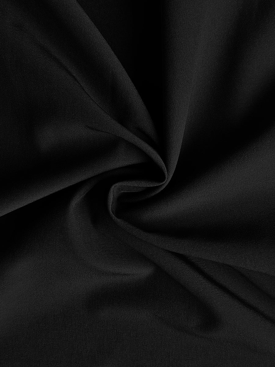 Robe longue ample plissée à manches bouffantes, à taille élastique, à épaules dénudées, couleur unie